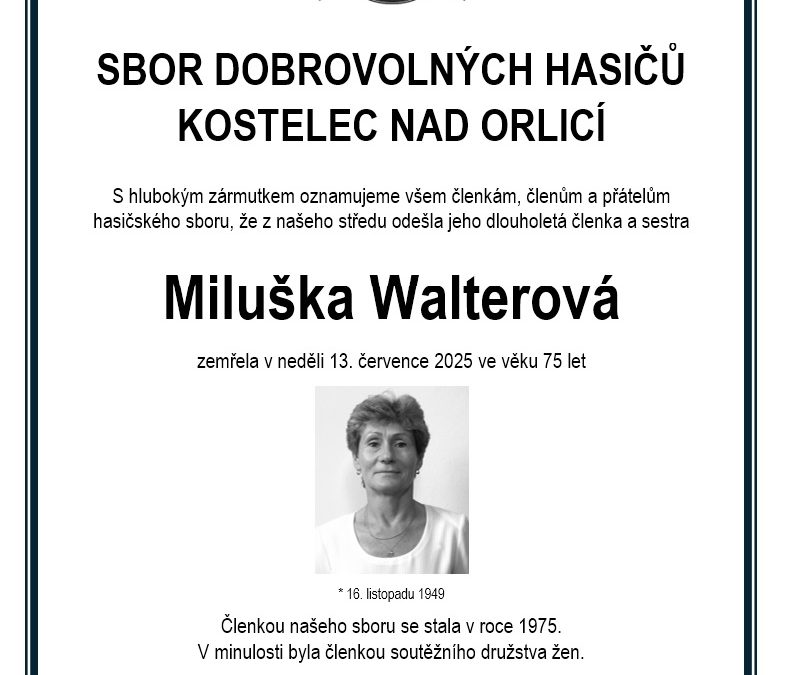 Zemřela Miluška Walterová
