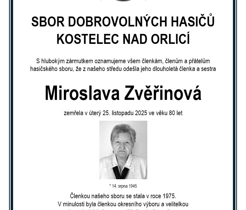 Zemřela Miroslava Zvěřinová